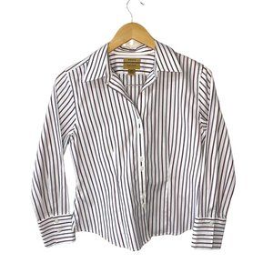Investments Petite Gold Label Non-Iron Stripped Button Down Blouse
